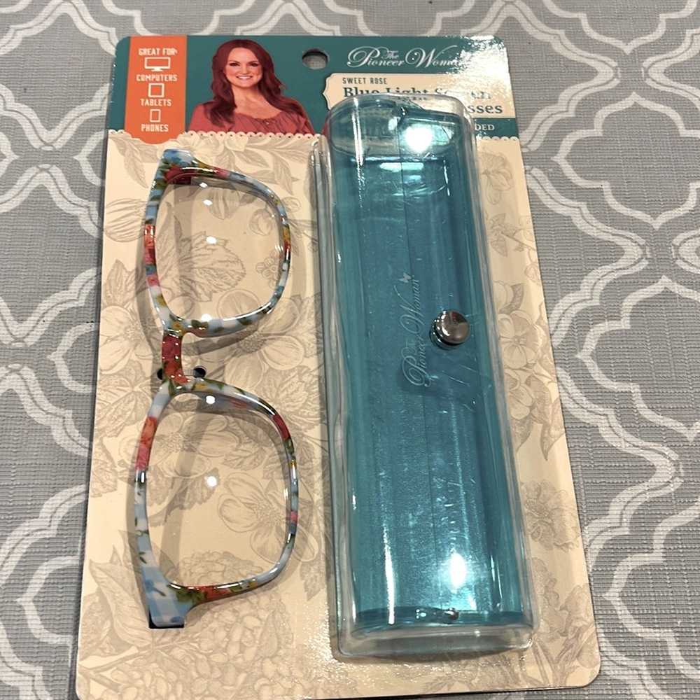 NEW the pioneer woman blue floral screen glasses for computers, iPads
